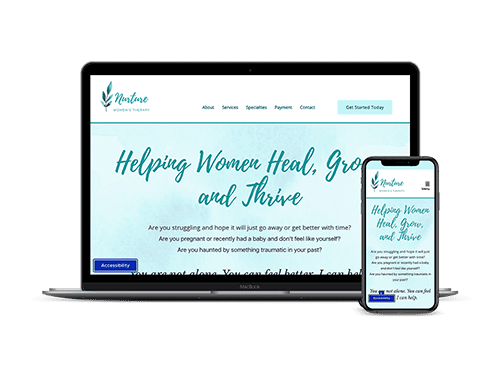 Nurture Women's Therapy website on a laptop and smartphone
